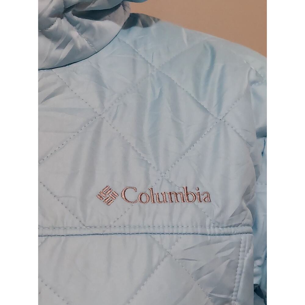 Columbia Womens Copper Crest Hooded Jacket Size M Blue Quilted Fleece Lined Coat - Picture 3 of 10